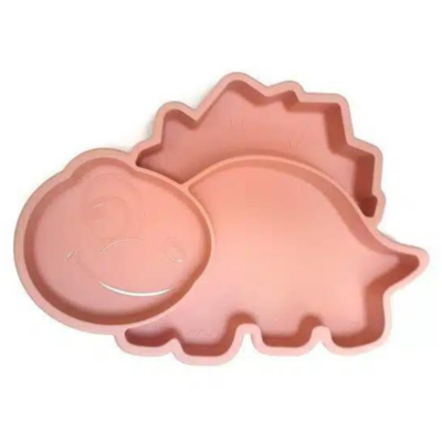 rózsaszín szilikon dínós tányér